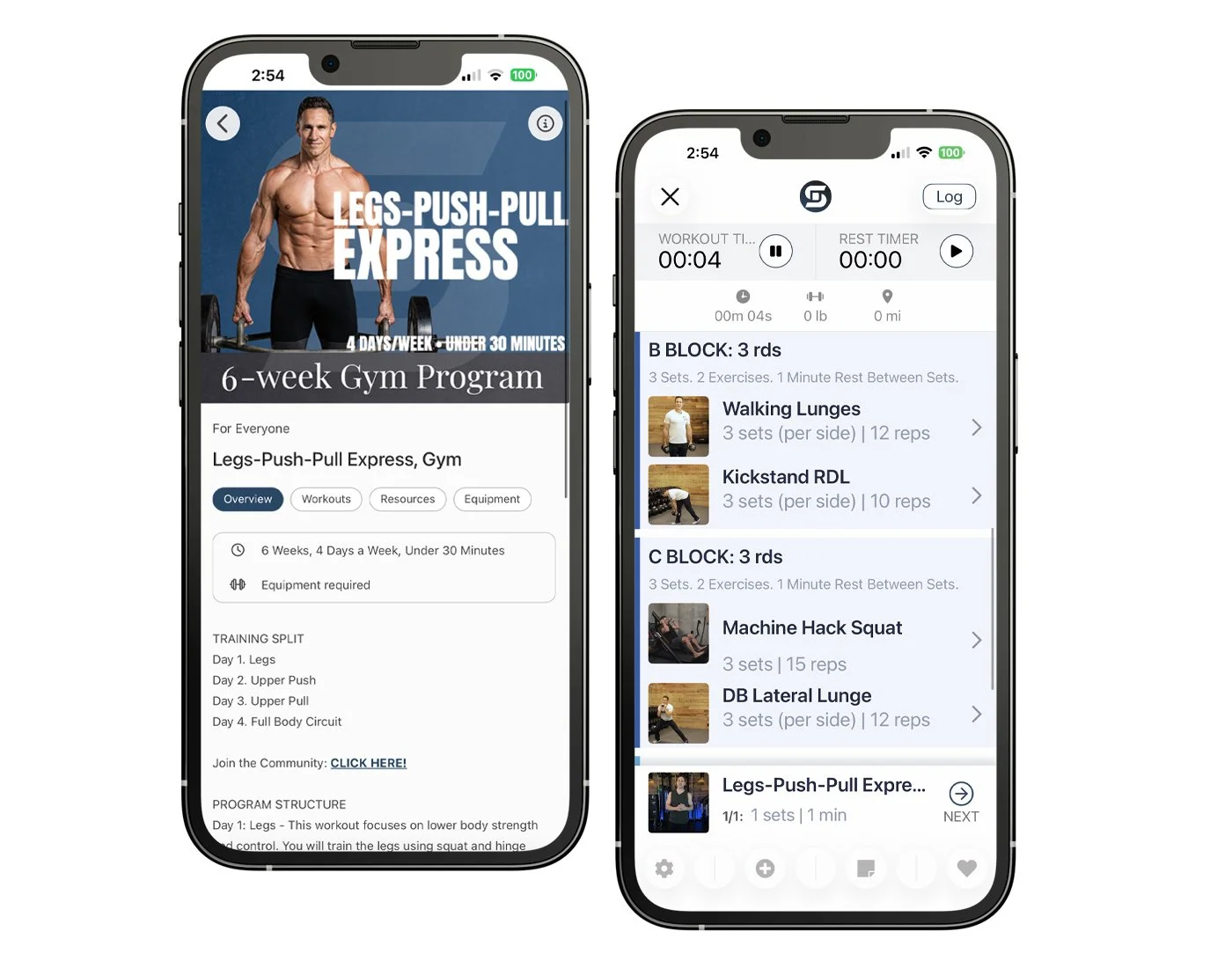 A sneak peak of the legs push pull express dumbbell program on the don saladino app.