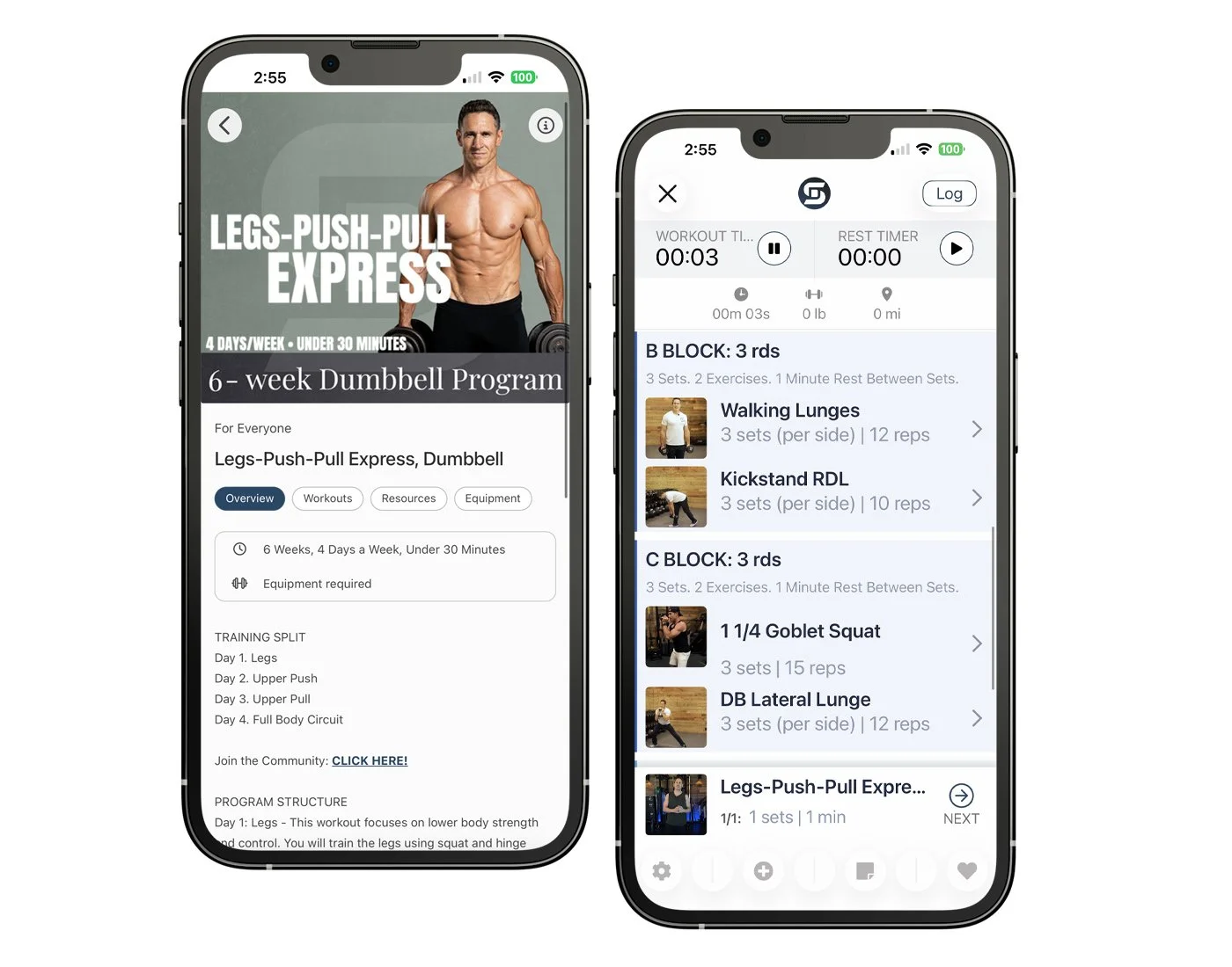 A sneak peak at the legs push pull dumbbell workout on the Don Saladino App.