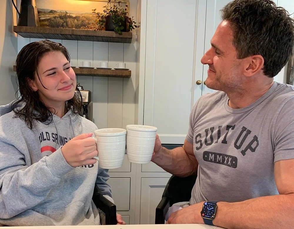 Don and Amelia having a nighttime tea.