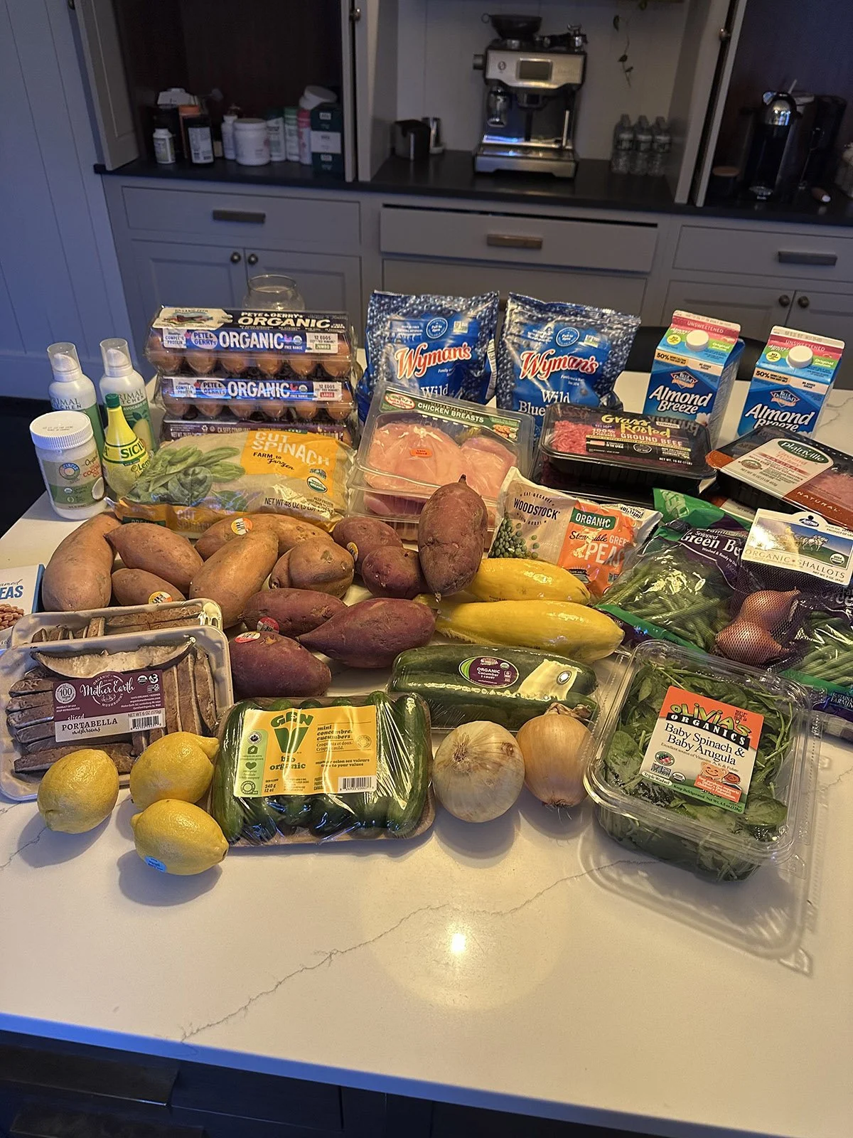 A healthy grocery haul of phase 1 approved food.