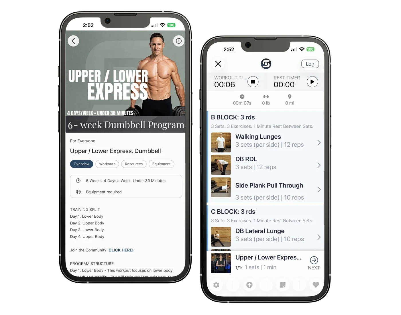 A sneak peek of the upper lower express dumbbell program on the Don Saladino App.