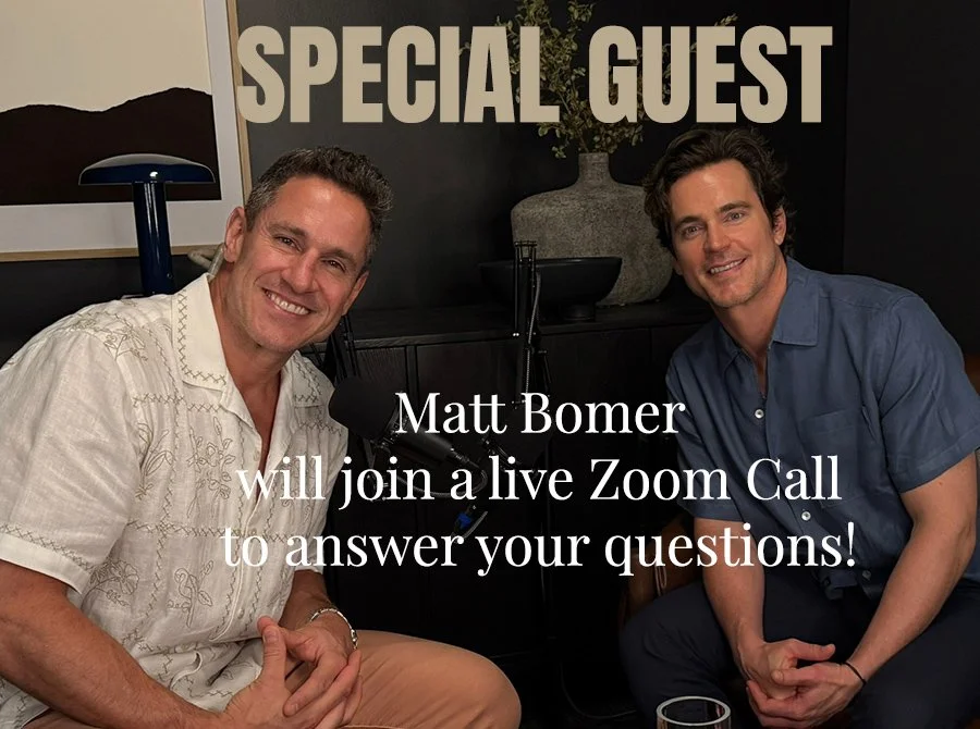 Don Saladino and Matt Bomer at a podcast studio