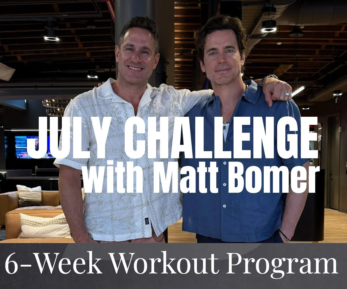 Don Saladino and Matt Bomer at a podcast studio