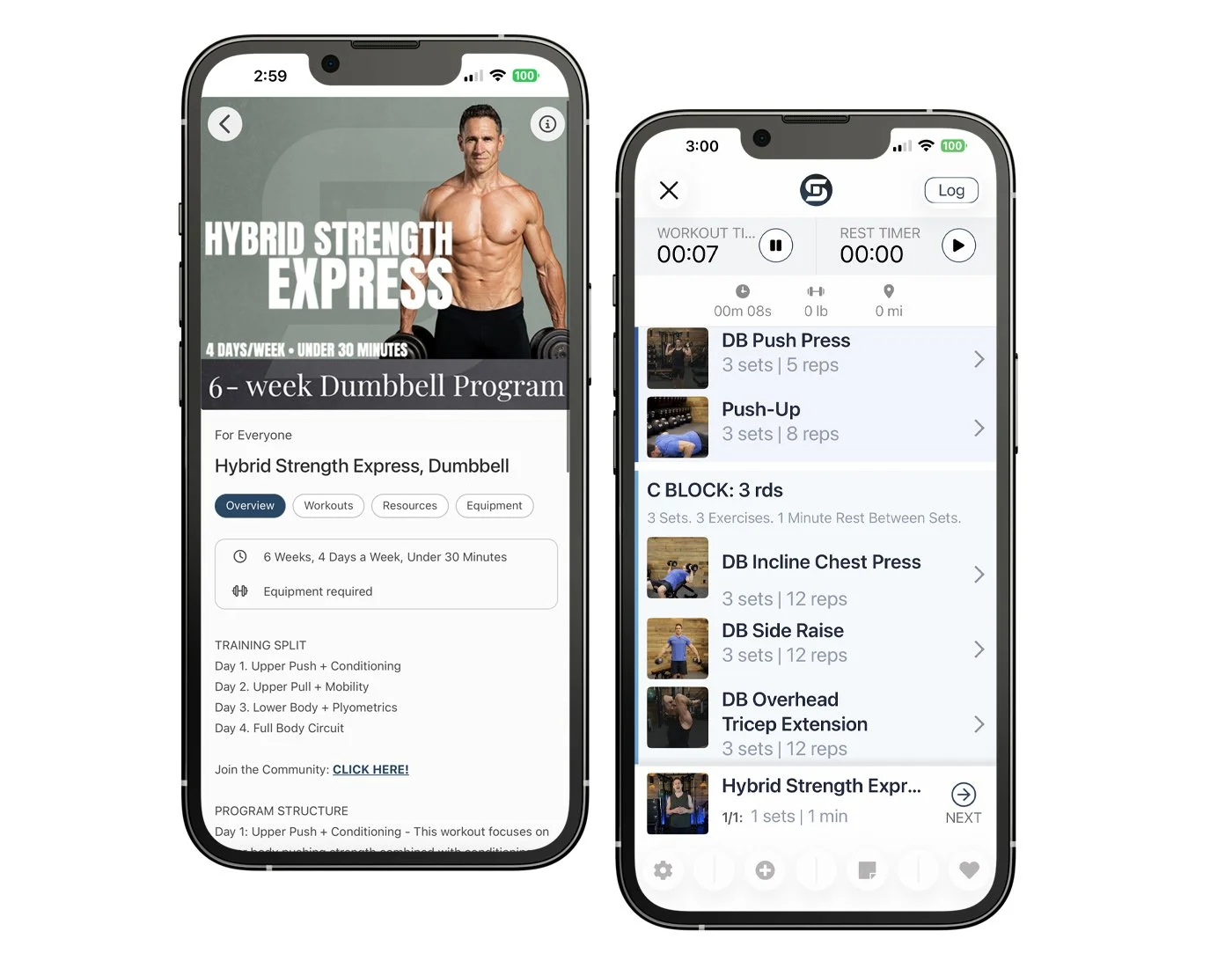 A sneak peak of the Hybrid Strength Express Dumbbell Program on the Don Saladino App.