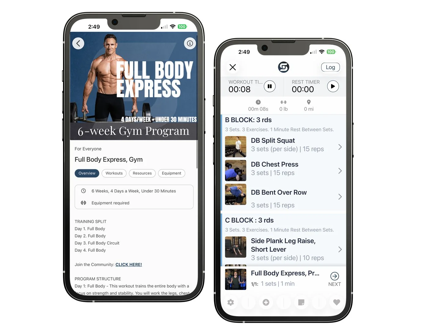 A sneak peek at the Full Body Express Gym Program insides the Don Saladino App.