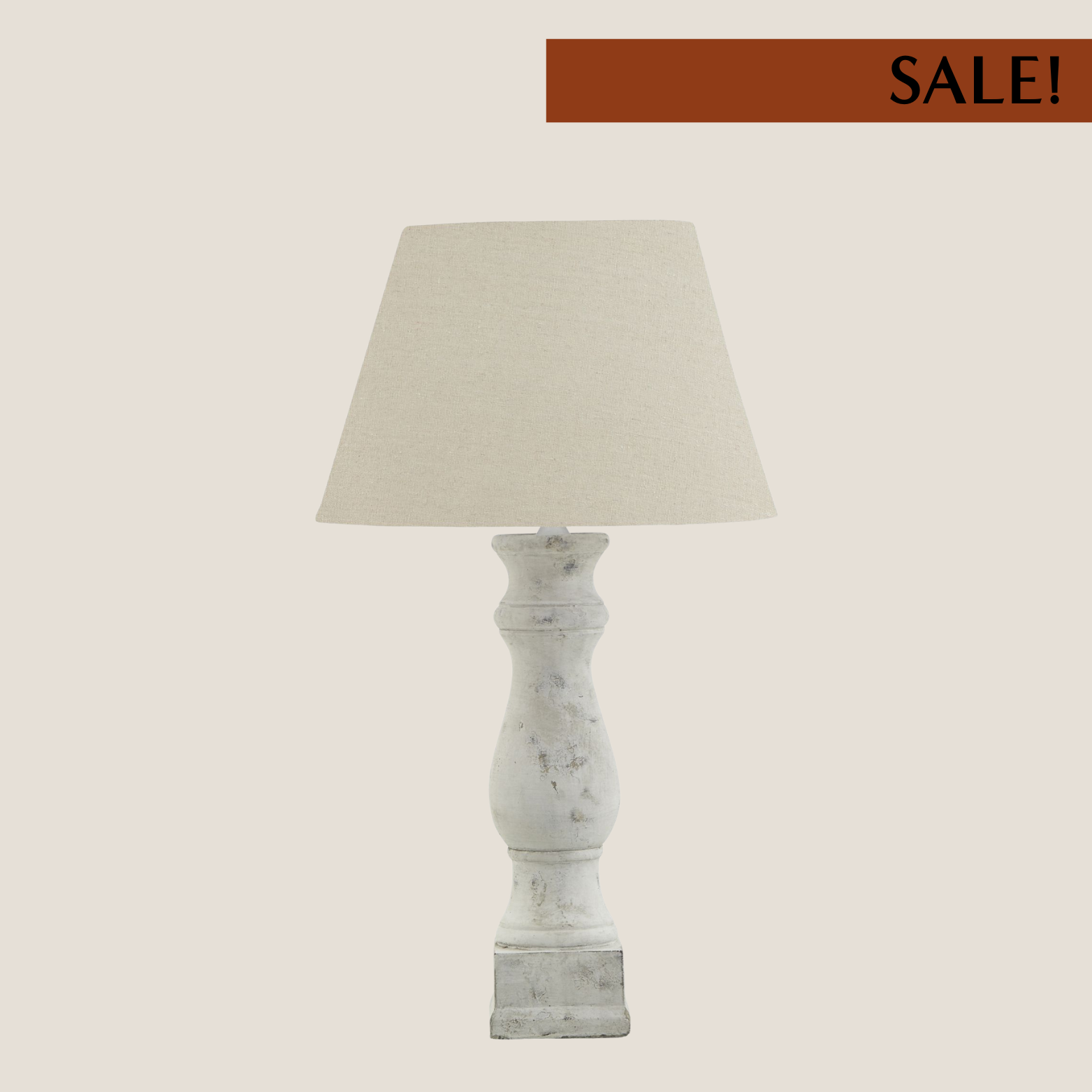 Darcy Antique White Candlestick Table Lamp With Linen Shade