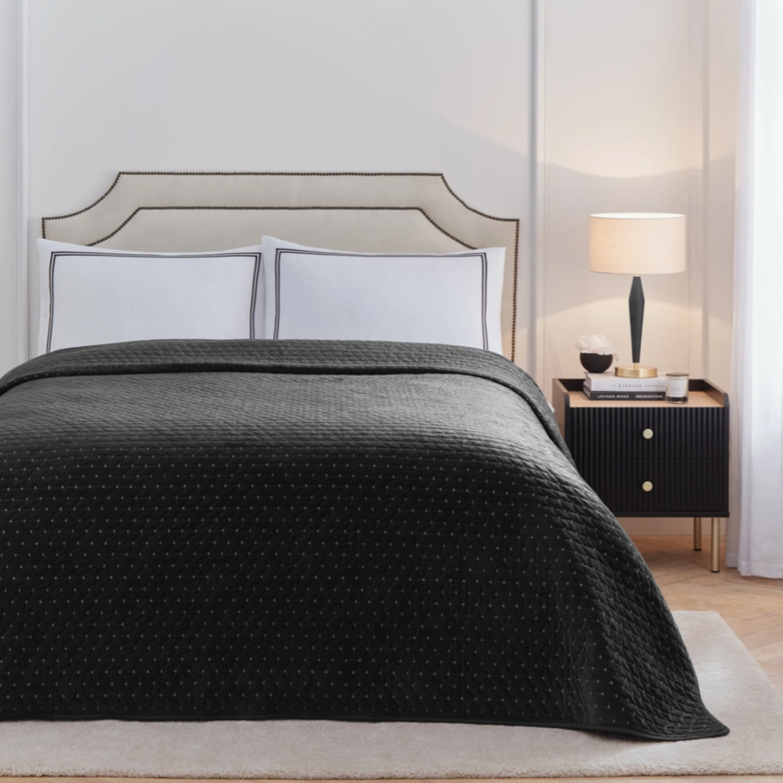 Henley Pin-Cord Bedspread in Black