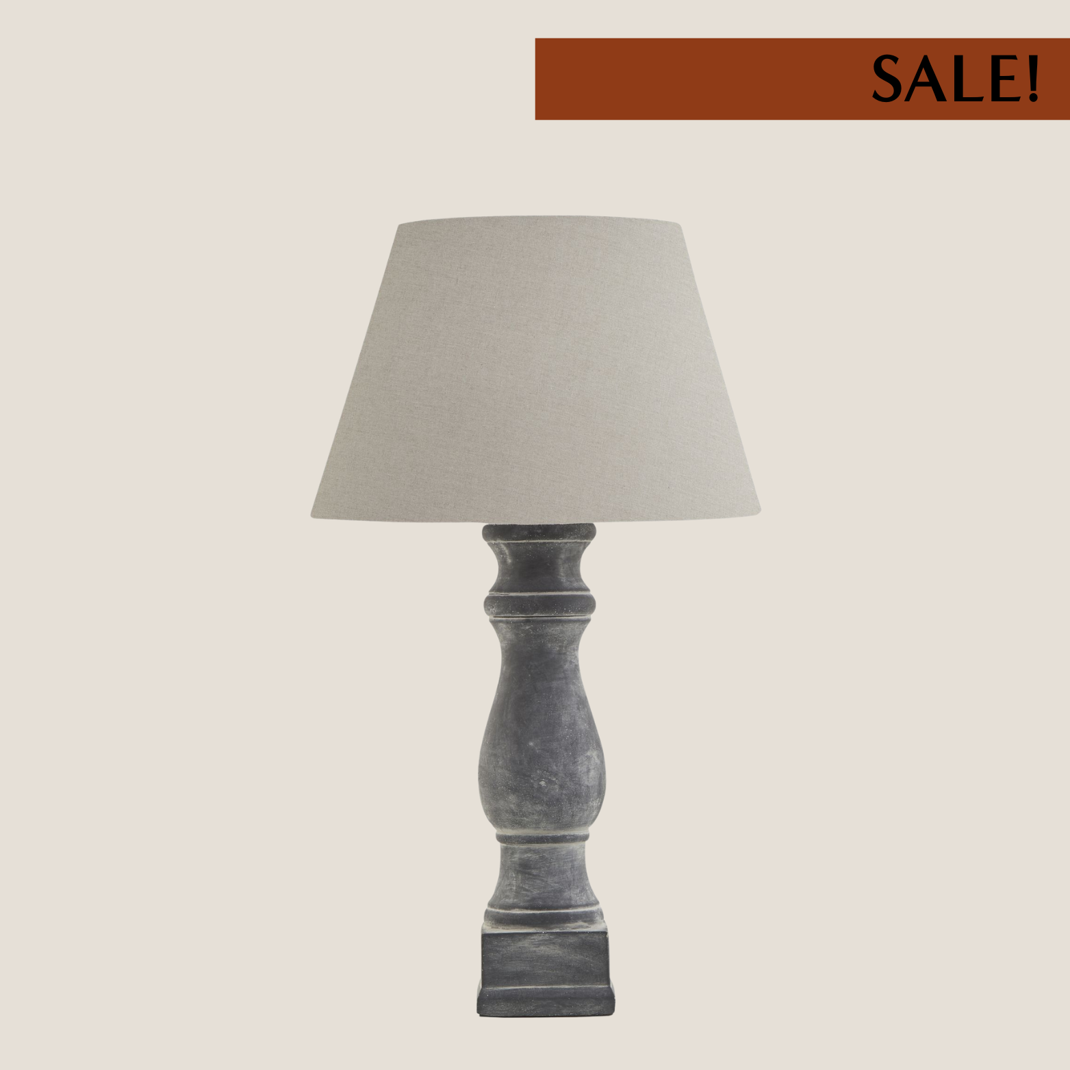 Amalfi Grey Candlestick Table Lamp With Linen Shade