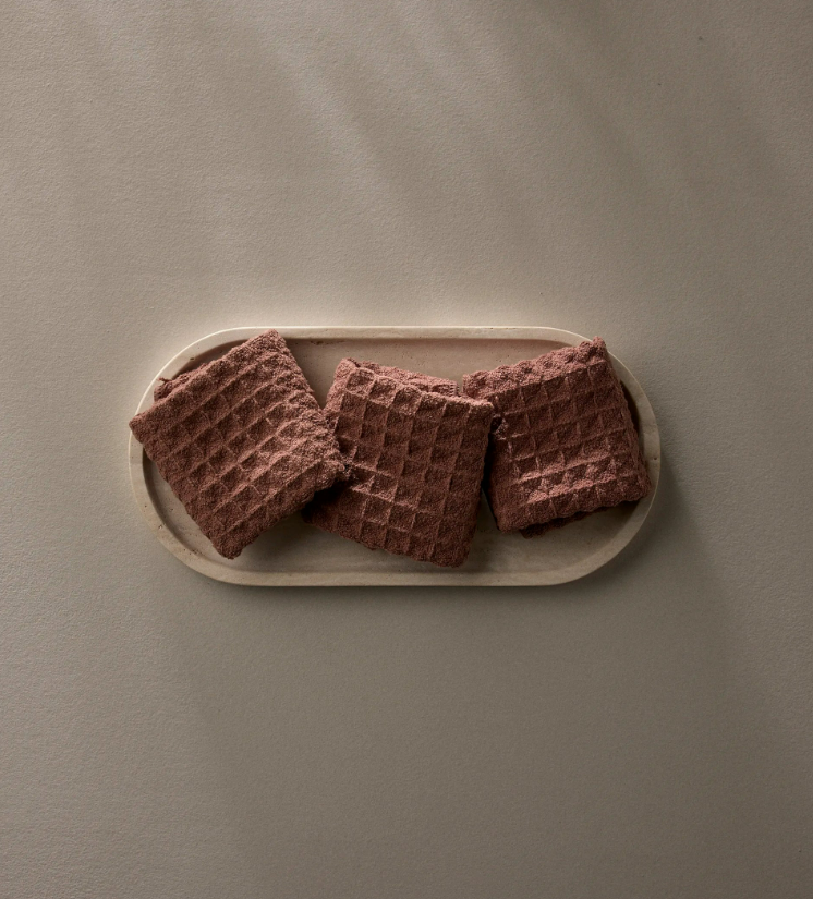 Geometry Dusty Rose Waffle Wash Cloths, 3pk