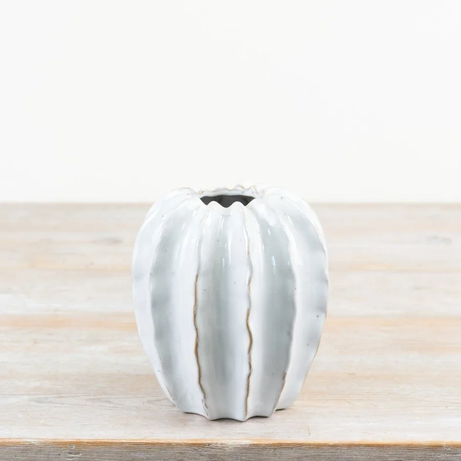 White Ceramic Pod Vase, 15cm