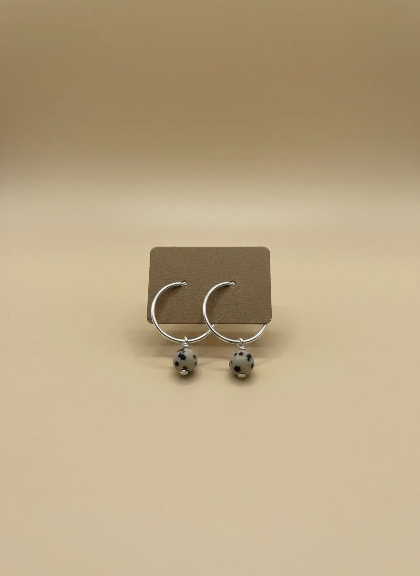 Sterling Silver Hoops - Jasper