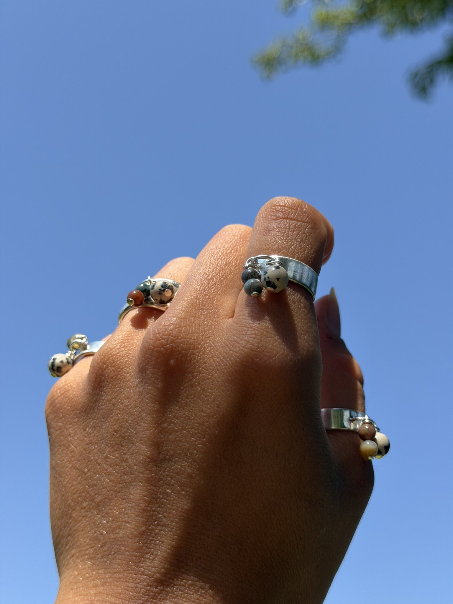 Agate & Jasper Charm Ring