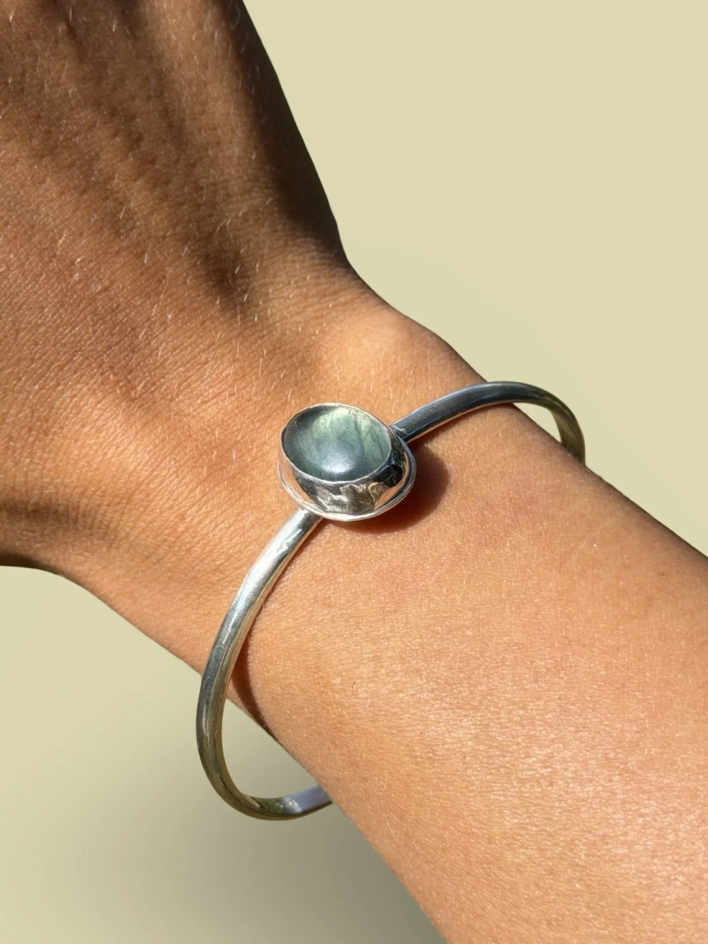 Moss Agate Cuff Bracelet