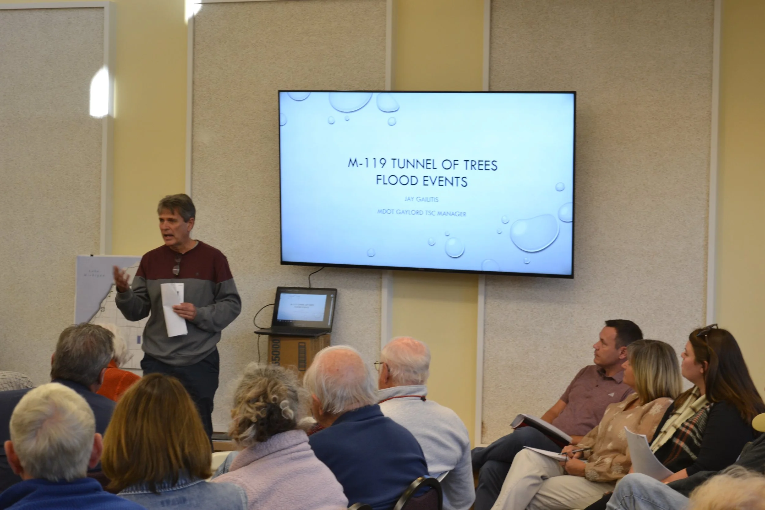 Jay Gailitis of MDOT during his presentation of the recent flood events.