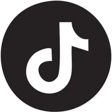TikTok logo met witte muzieknoot op zwarte achtergrond, TikTok pagina van Probikes Rental