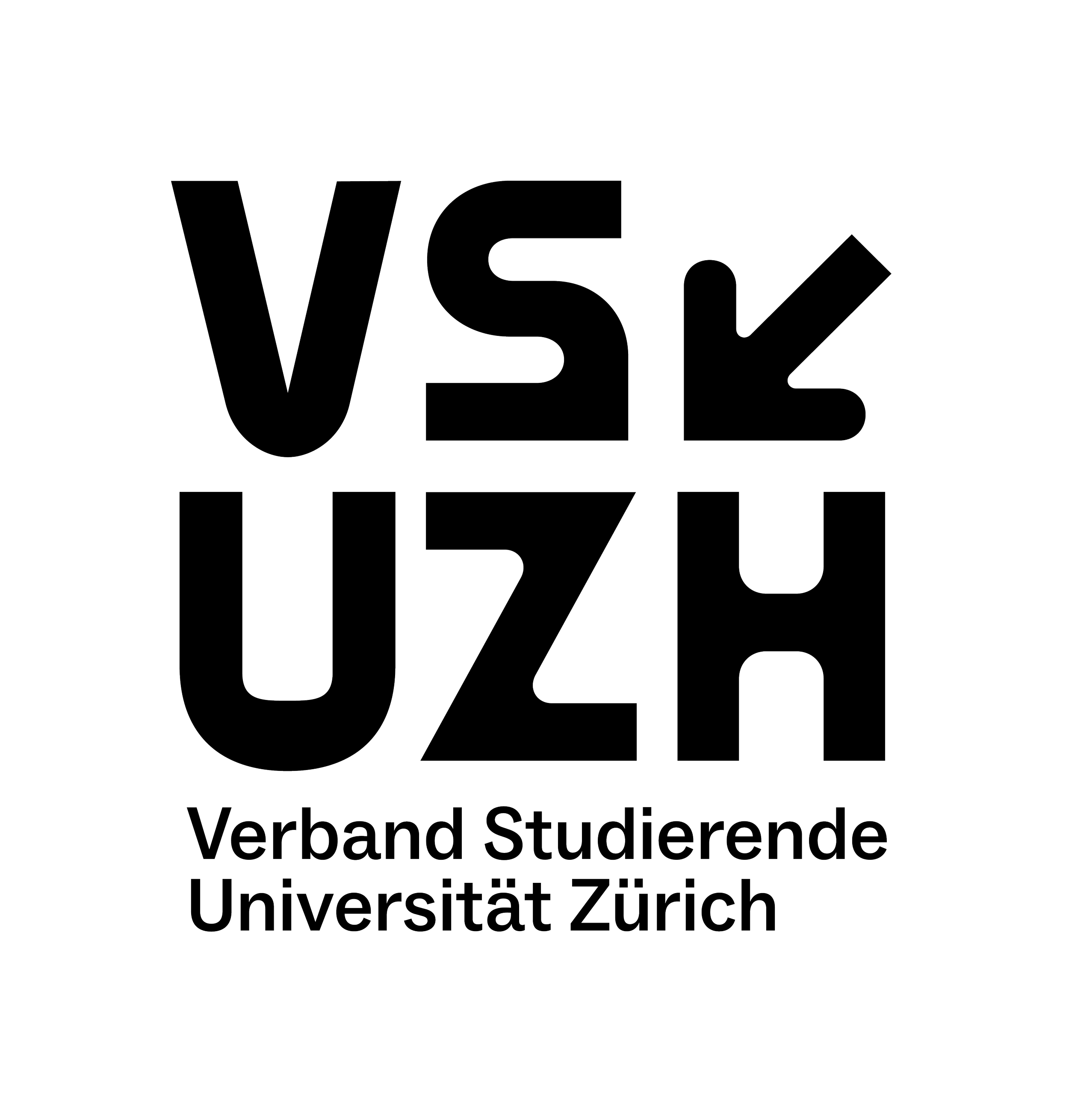 Logo of VSUZH, Verband Studierende Universität Zürich, featuring bold letters and text below.