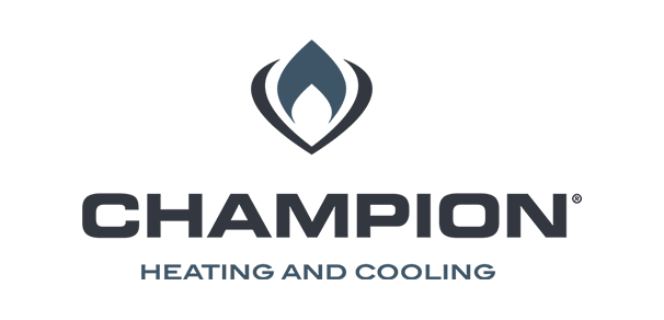 Champion logo with a flame symbol above the text, which reads 'Champion Heating and Cooling' showing Home Town Heating and Cooling of Waynesboro, VA is a certified Champion dealer.