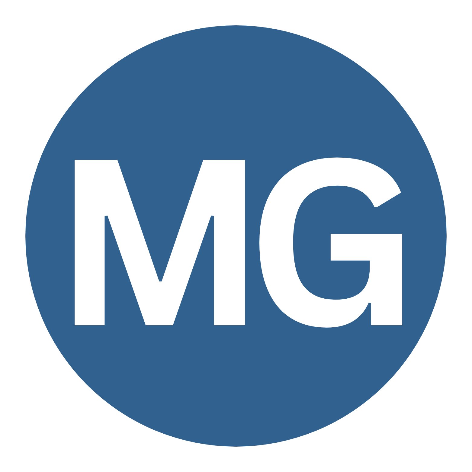 MG logo with white letters MG inside a blue circle.