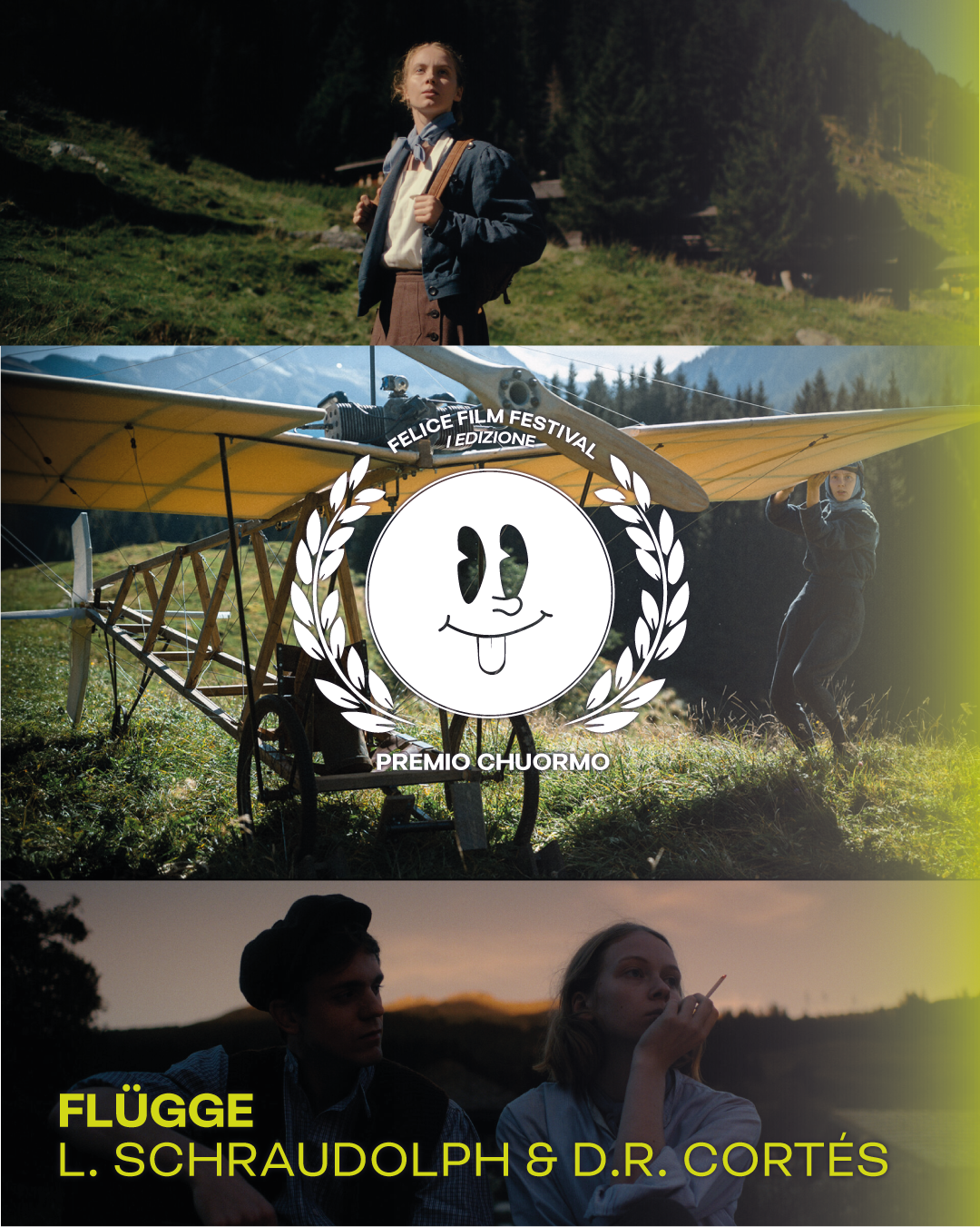 Three scenes from a film festival featuring outdoor activities and people, with festival logo and text.