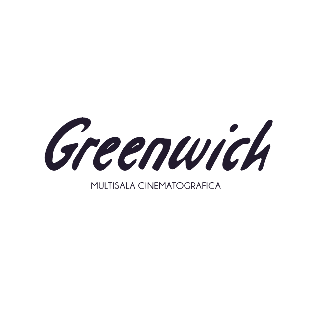 Greenwich Multisala Cinematografica logo on a black background, featuring the words 'Greenwich' in purple cursive and 'Multisala Cinematografica' in smaller uppercase letters below.