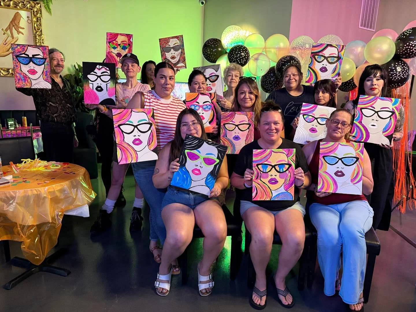 Look how everyone took the same design and made it uniquely theirs!  Puff &amp; Paint at Emerald City Lounge in Fort Worth.