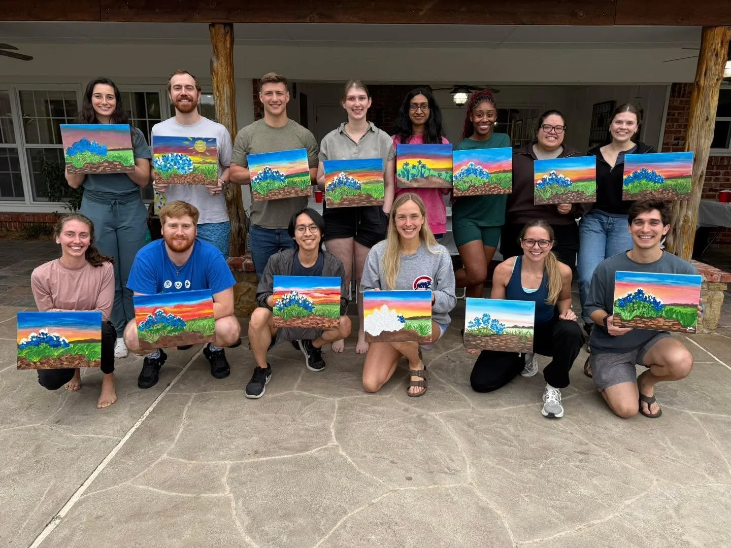 Texas Bluebonnets painted by resident doctors from JPS Hospital 
#cowtownpaints #mobilepaintparty #thingstodoinfortworth #teambuildingactivities