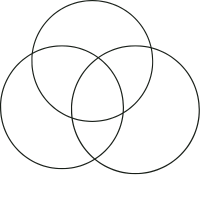 Vier übereinandergelegte Kreise auf schwarzem Hintergrund