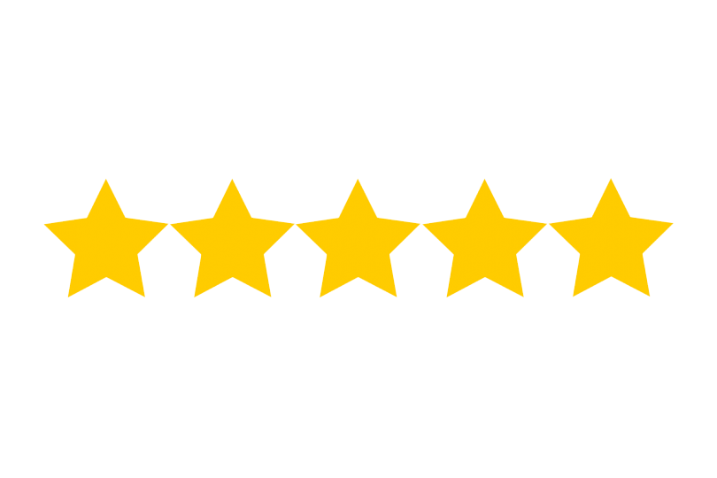 Five yellow stars representing a five-star rating.