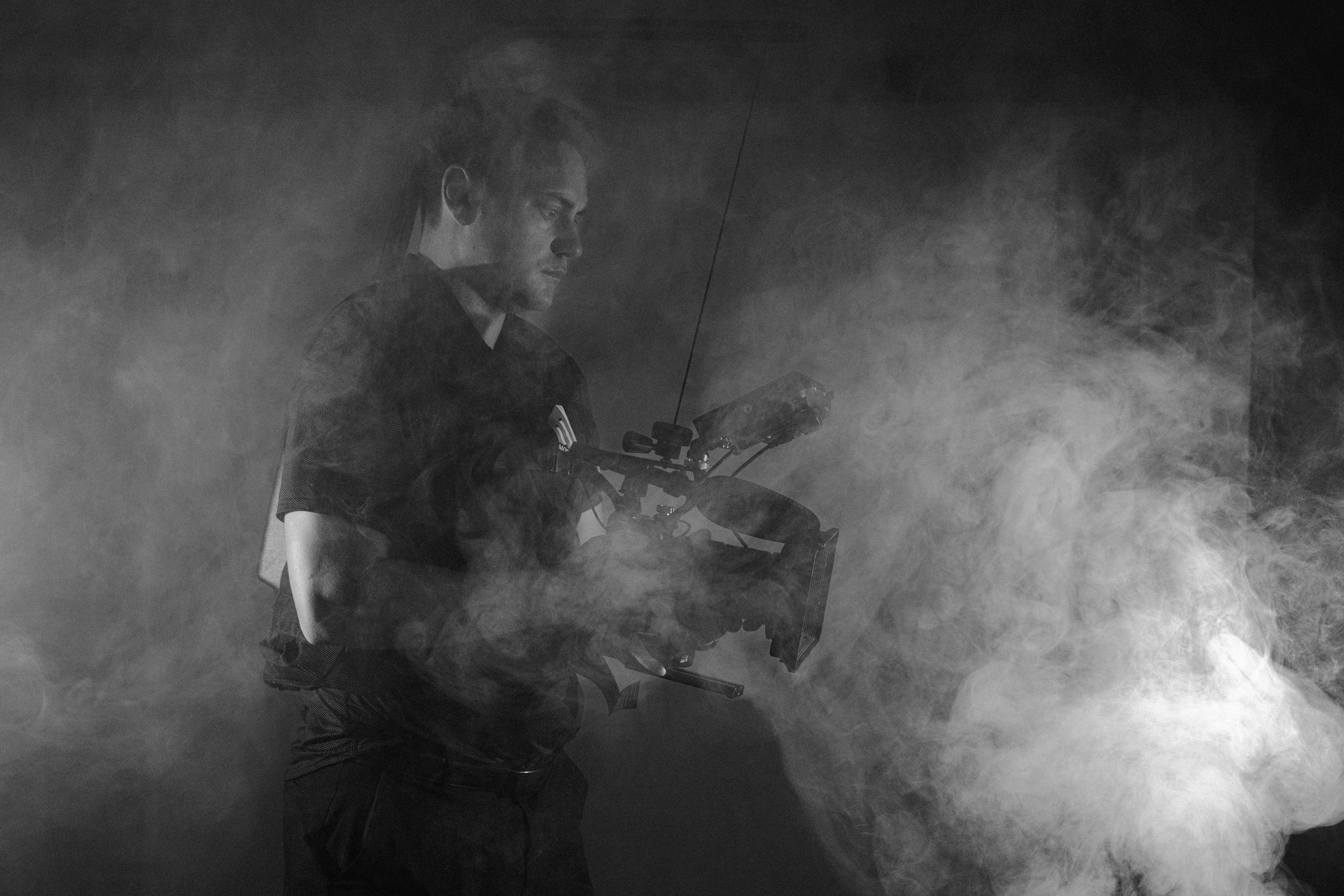 Ben Tierney-Morrison of Morrison Media, LLC in his studio with Jacob Zabinski