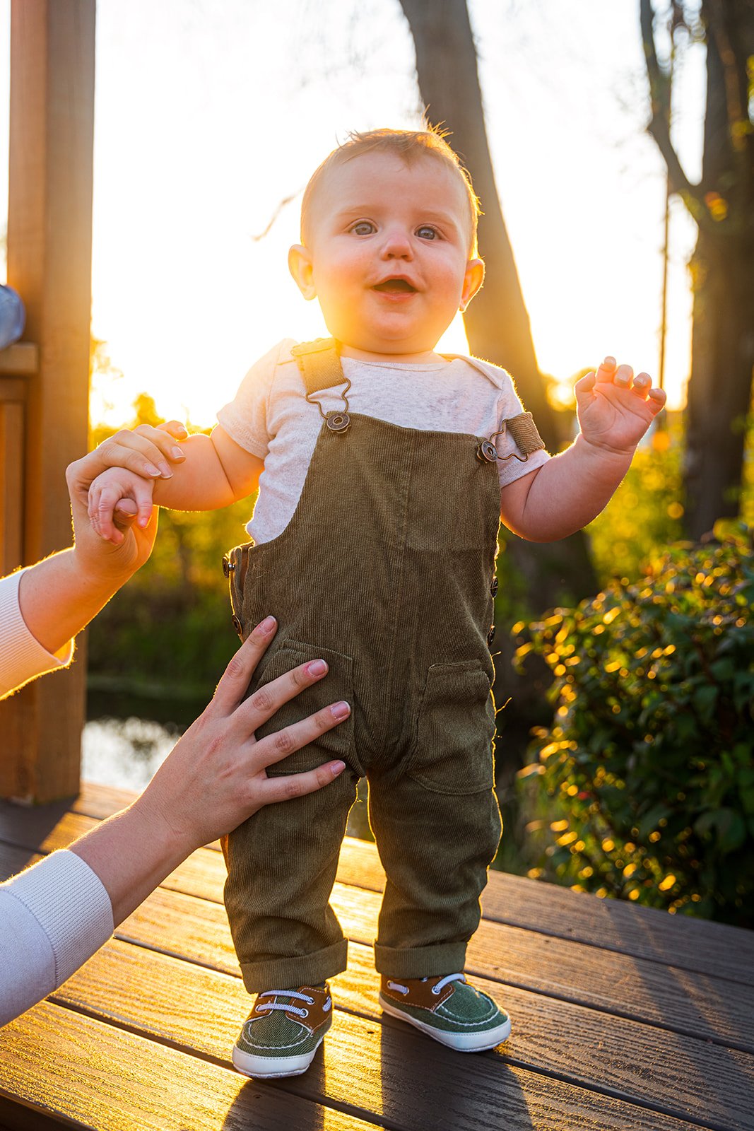A happy child poses for a photo