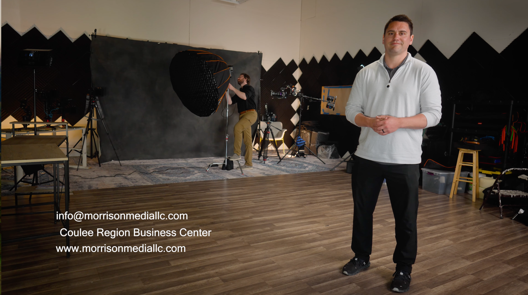 Ben Tierney-Morrison of Morrison Media, LLC doing studio photography in the Coulee Region Business Center at 1100 Kane St. La Crosse, WIsconsin 54603 and serving the tri-state and coulee region