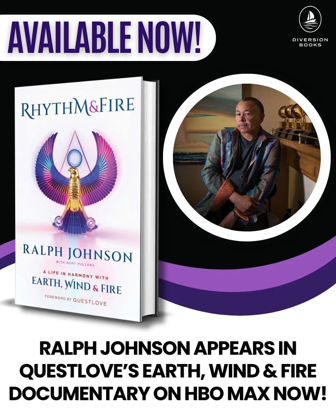 Celebrate the legacy of Earth, Wind &amp; Fire with the new documentary on HBO Max! 🎶

And while you're at it, get an insider's perspective from Ralph Johnson in his book RHYTHM &amp; FIRE, featuring a foreword by the director of the film, Questlove