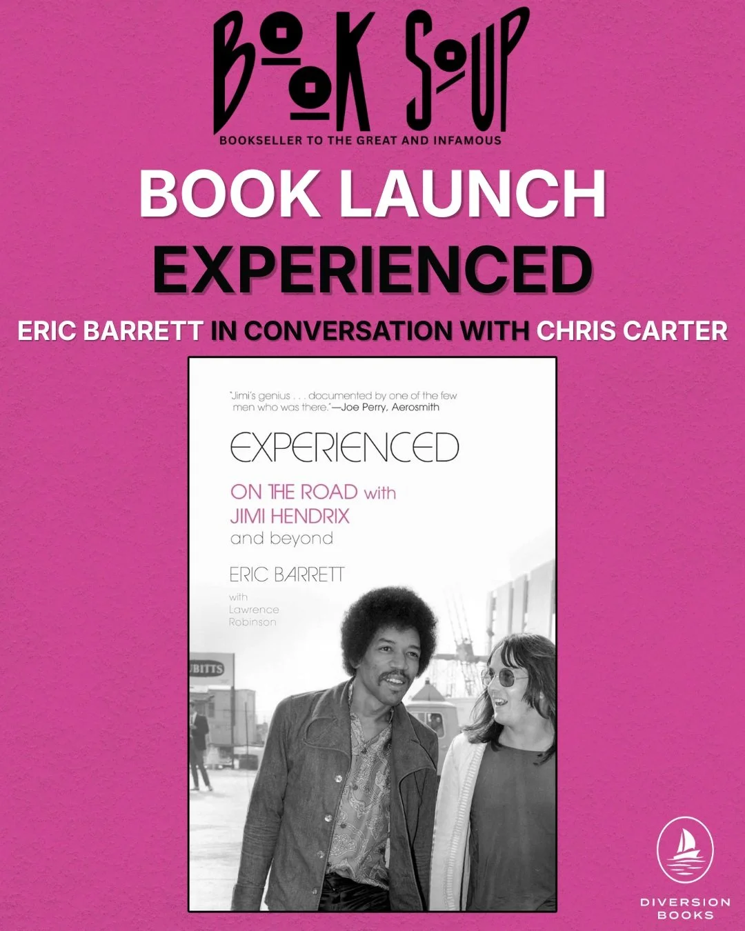 ‼️Calling all music and book lovers‼️

@ericbarrettauthor will be celebrating the release of EXPERIENCED at the @booksoup 🎸

A once-in-a-lifetime backstage history of music&rsquo;s most transformative years

Eric Barrett will be in conversation with