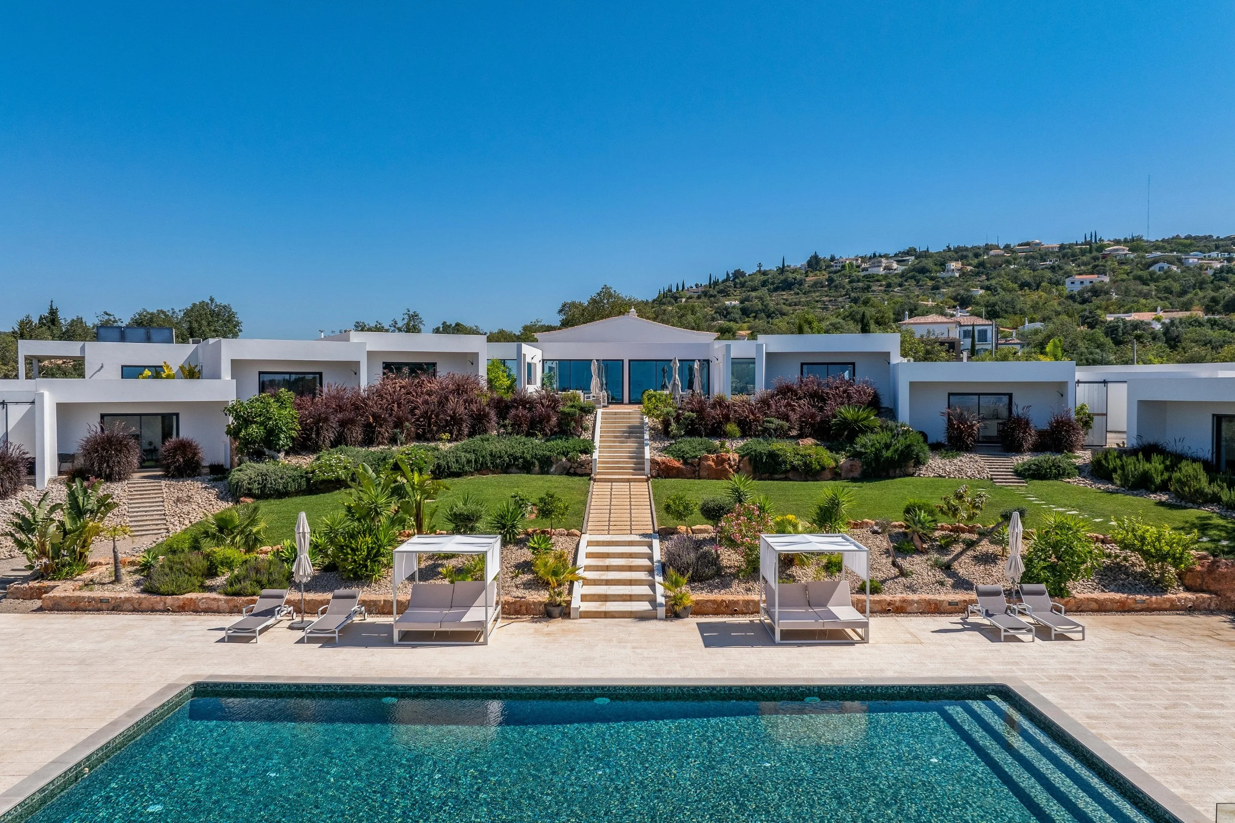 Villa Majestosa and its gardens above the pool, Loulé