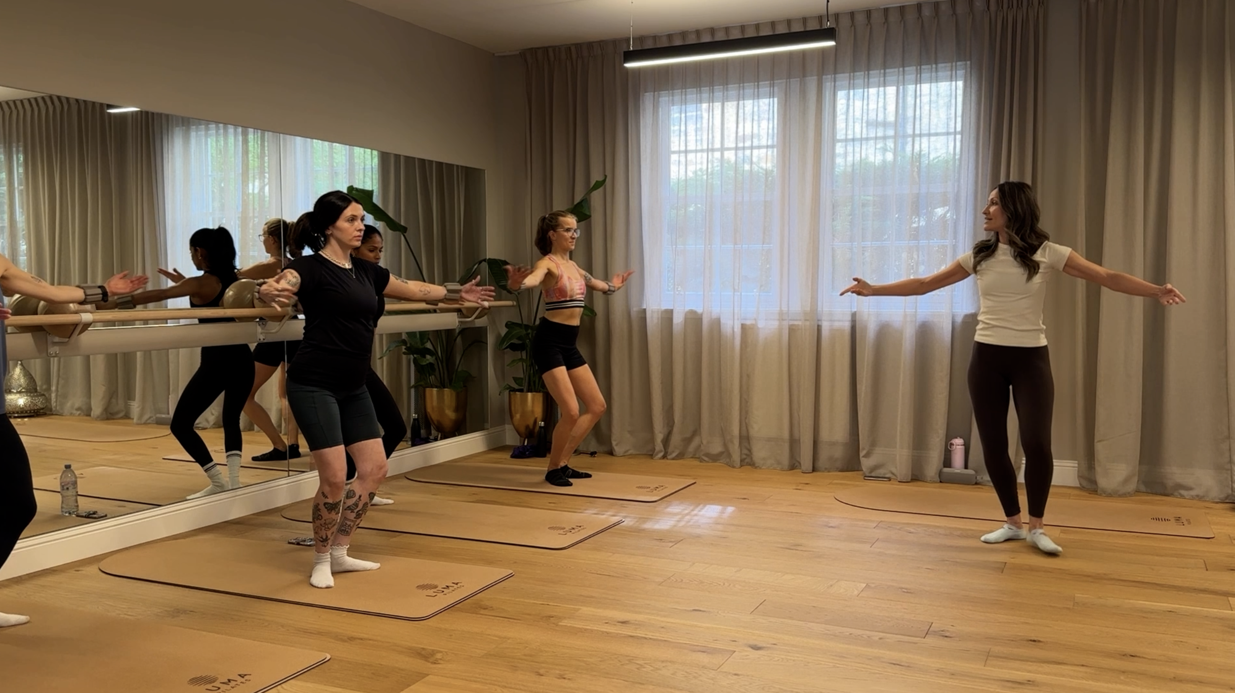 Barre class in the studio at Luma Pilates in Edinburgh