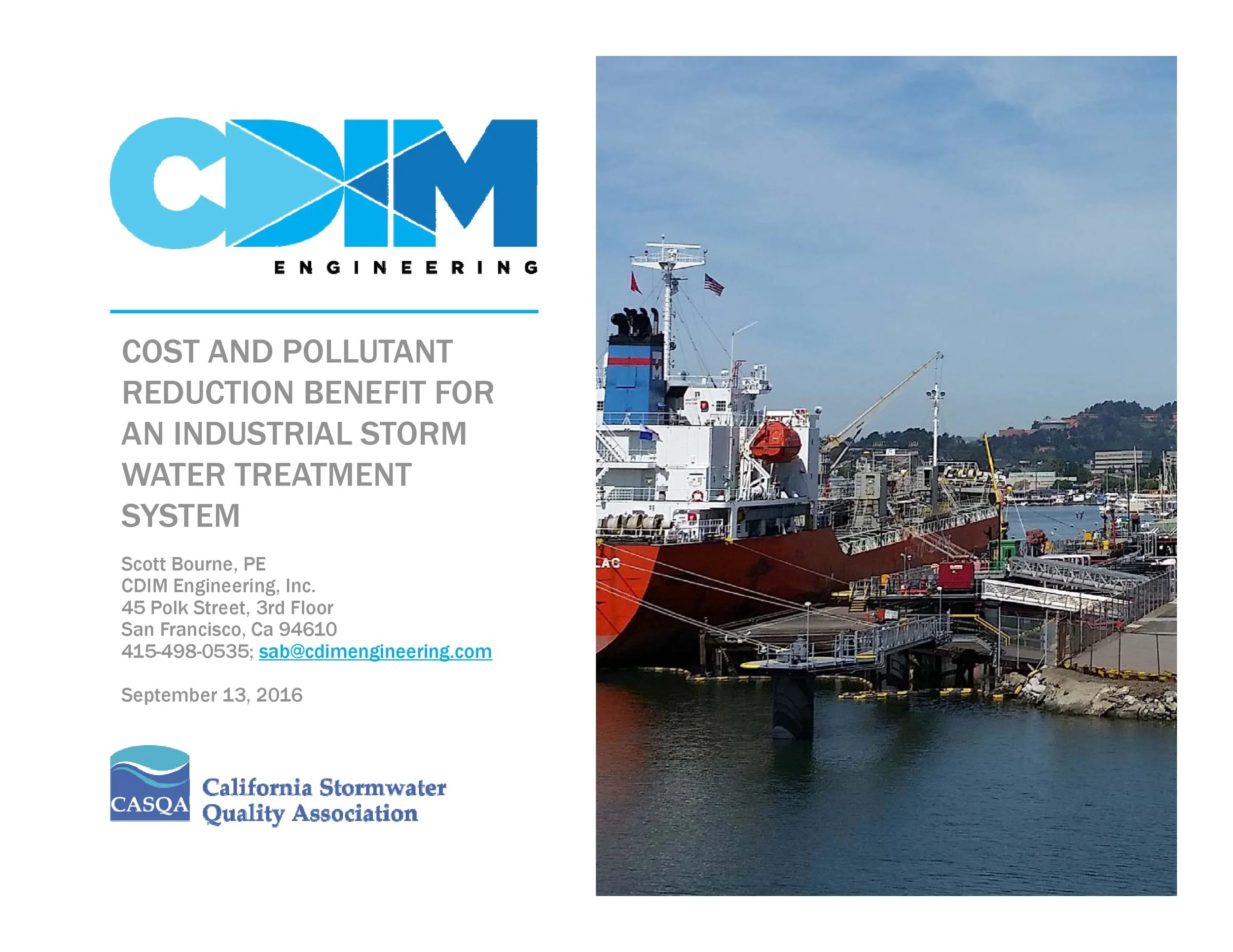 Cost and Pollutant Reduction Benefit for an Industrial Storm Water Treatment System Presentation