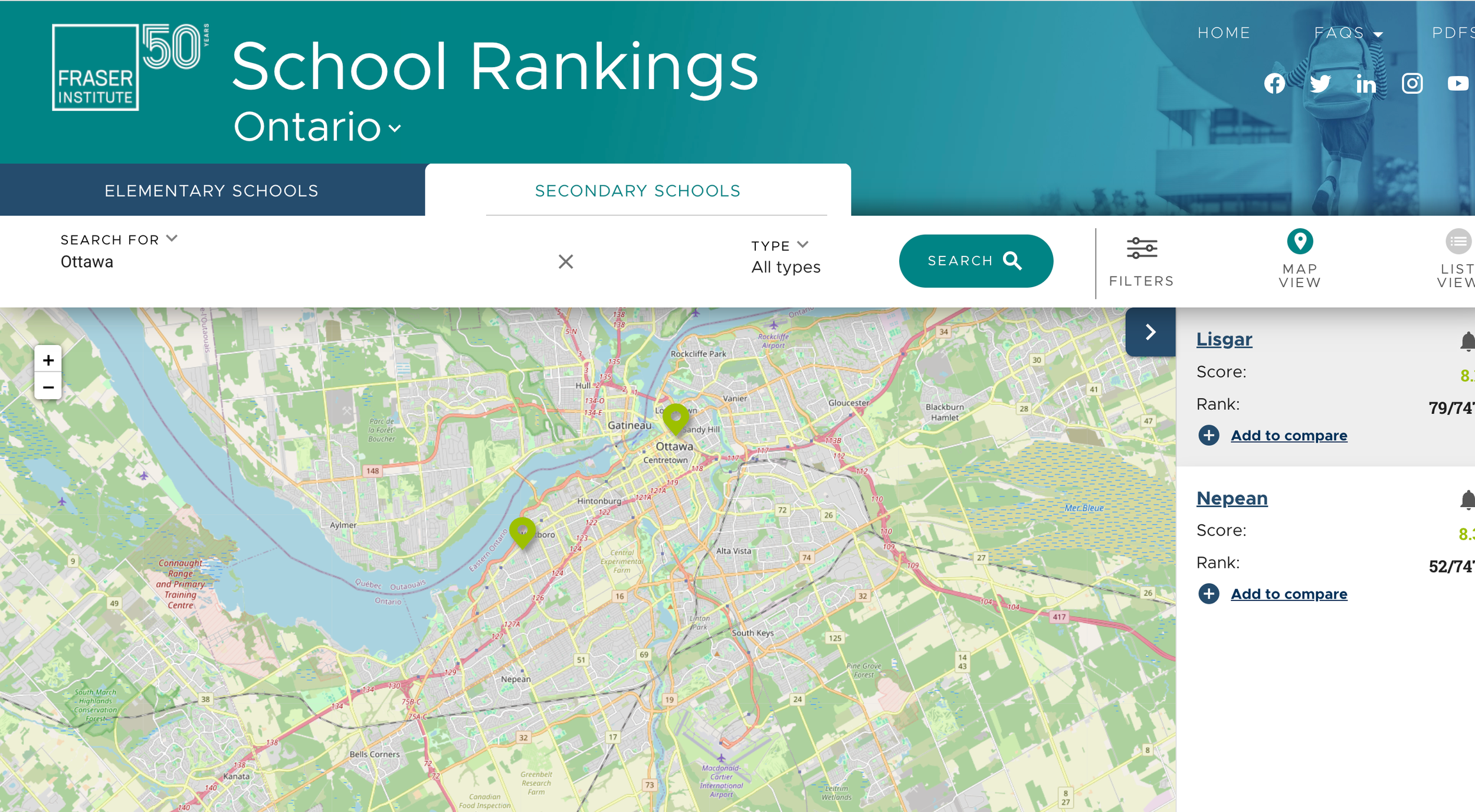 2025 Ottawa Secondary School Ranking