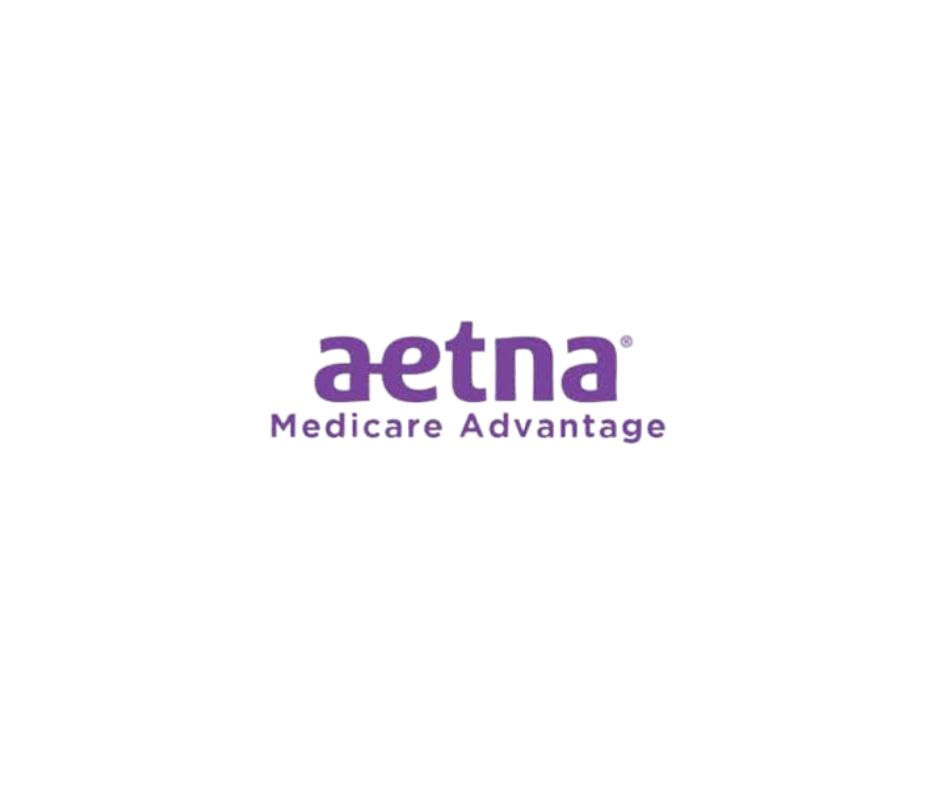 Aetna logo with purple text and the words "Medicare Advantage" below it on a white background.