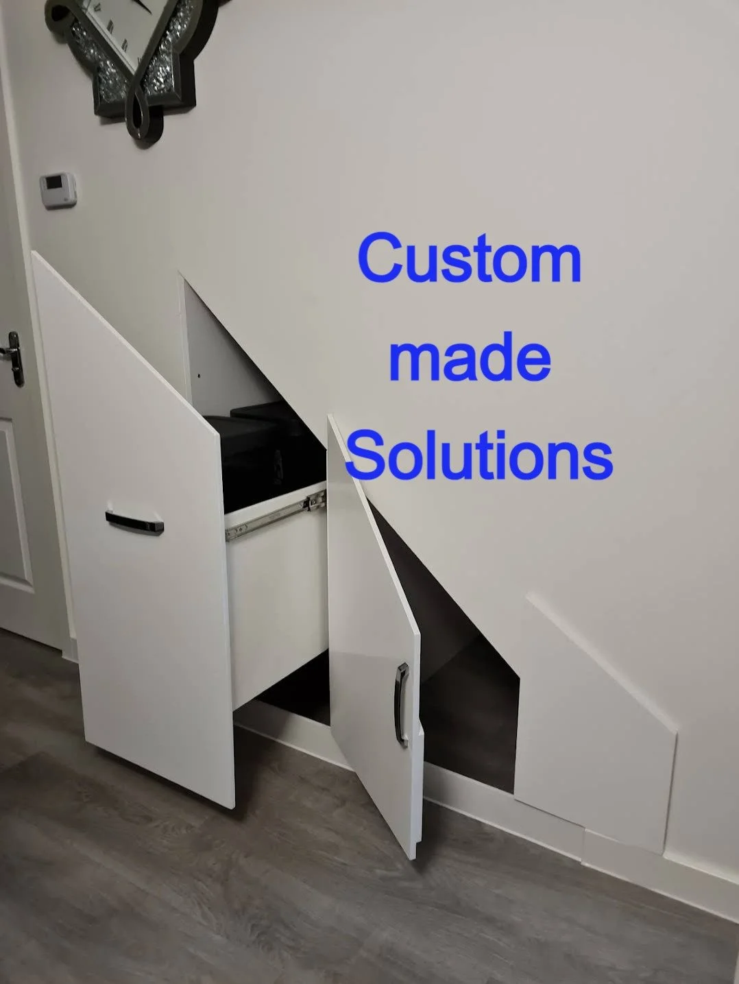 Custom storage under stairs