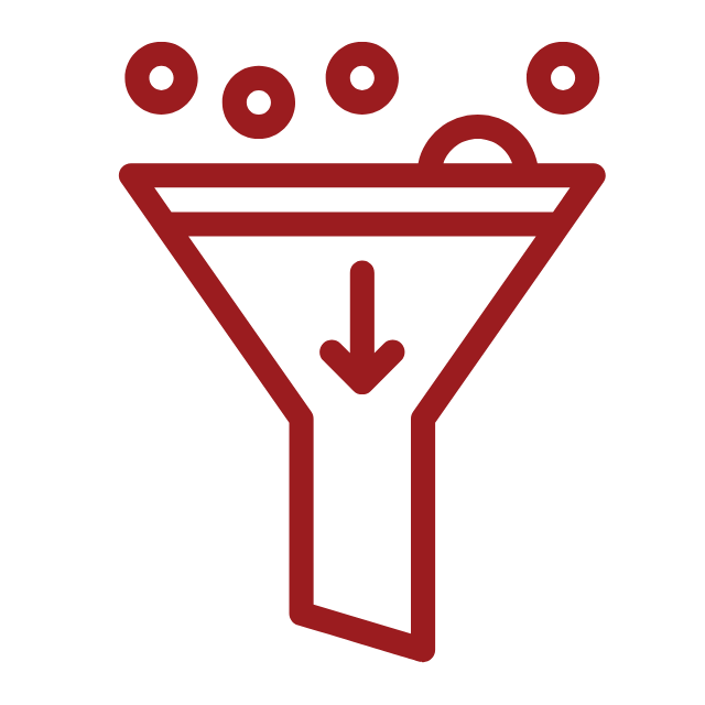An outline of a hand holding a cone, with circles above the cone representing elimination of distractions with the choke point system