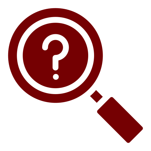 A red magnifying glass with a question mark inside it signifying chaos that the Choke point system can identify.