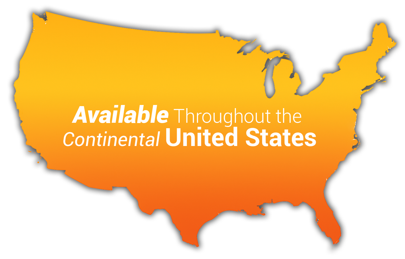 Map of the United States with the text 'Available Throughout the Continental United States'
