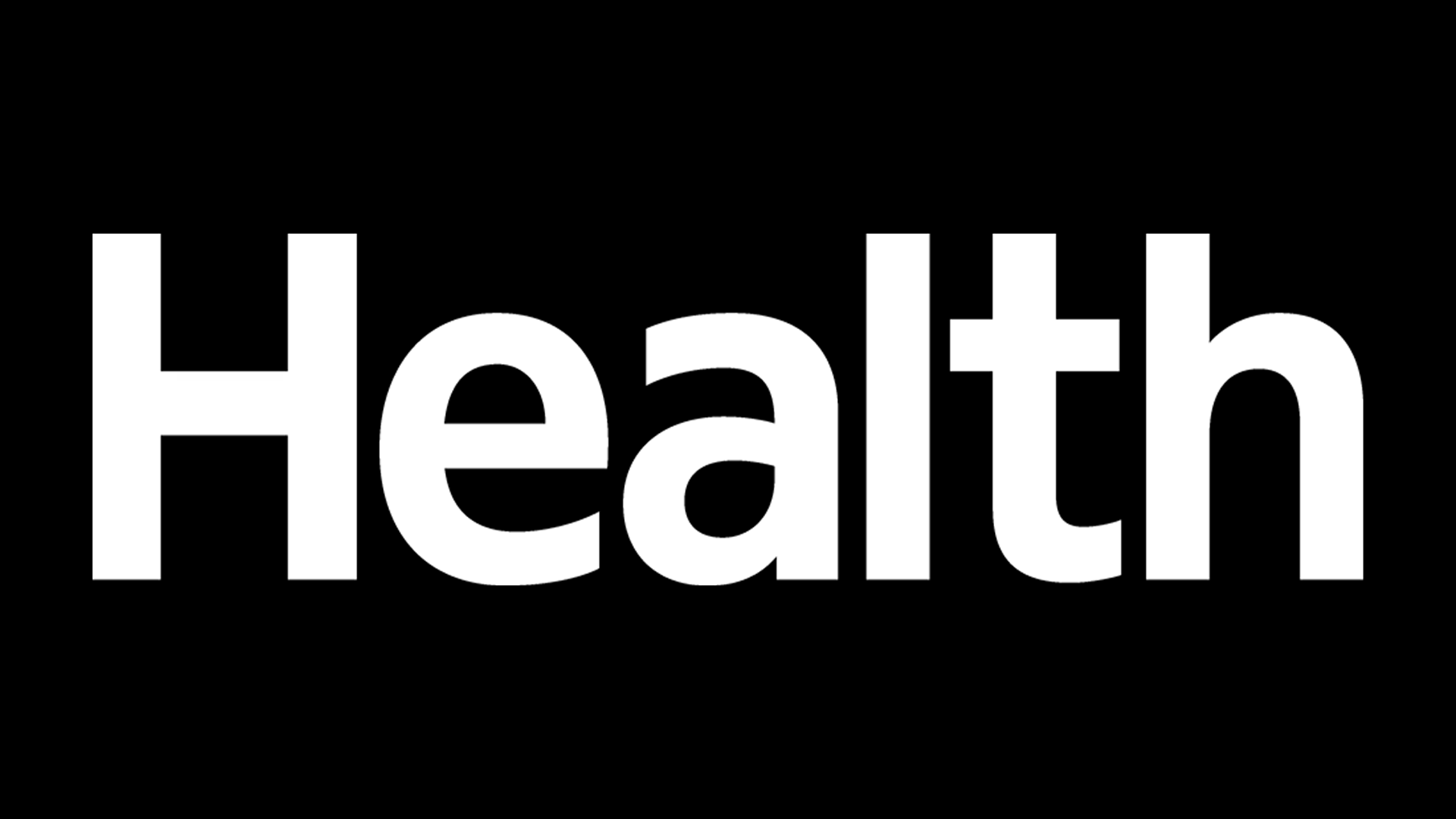 The word "Health" displayed in large white letters on a black background.