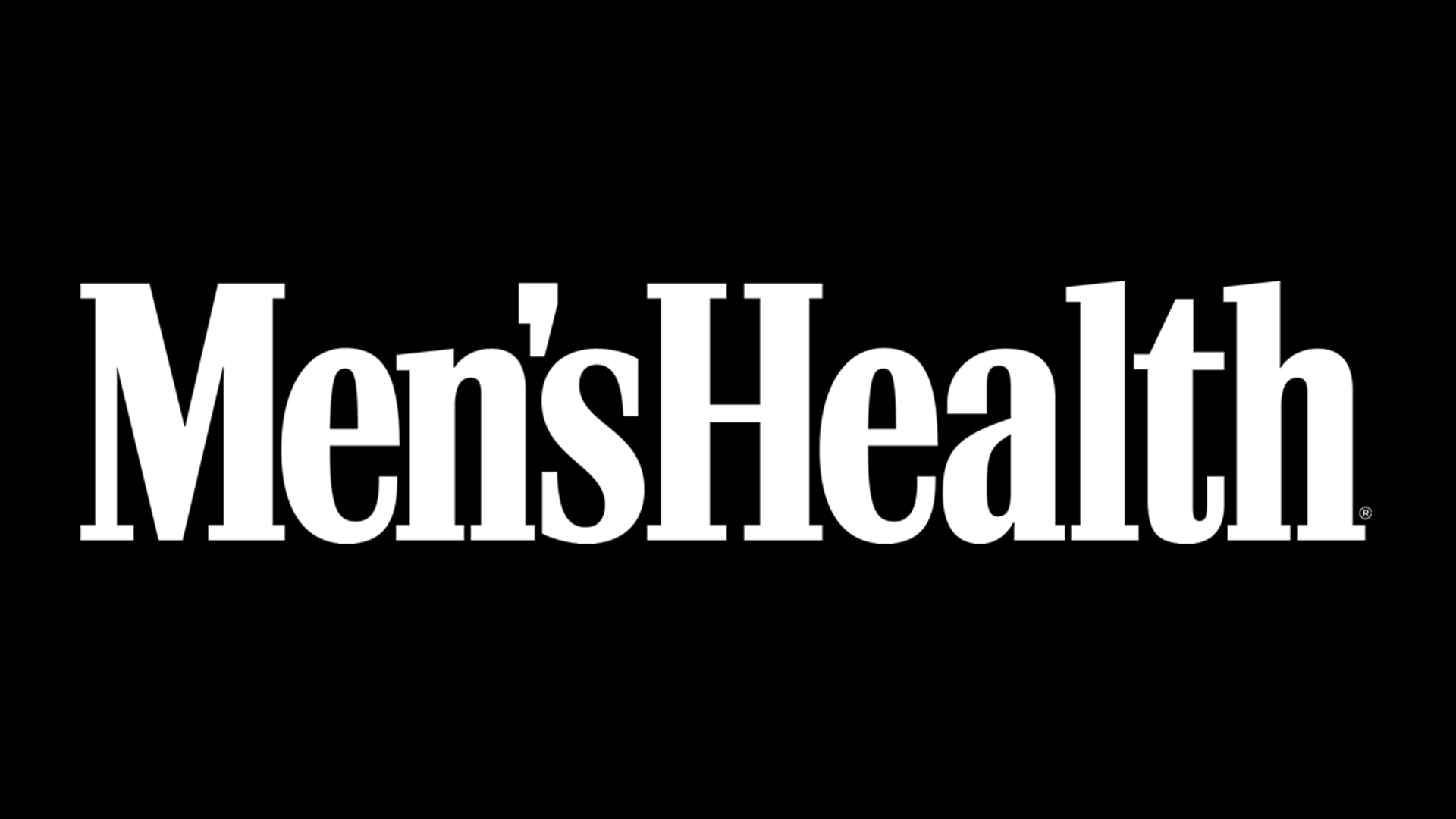 White 'Men's Health' logo on a black background.