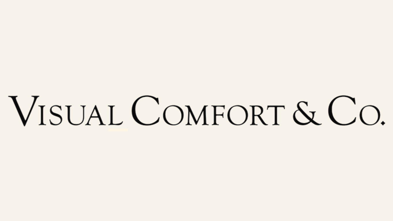 The image shows a beige background with the black text 'Visual Comfort & Co.' centered on it.