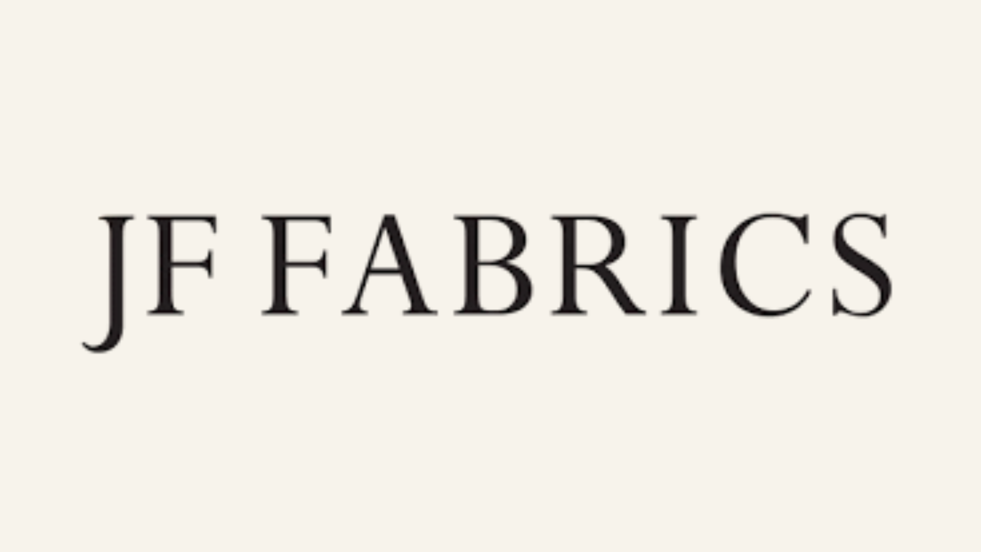 Text reading 'JF FABRICS' on a light beige background.