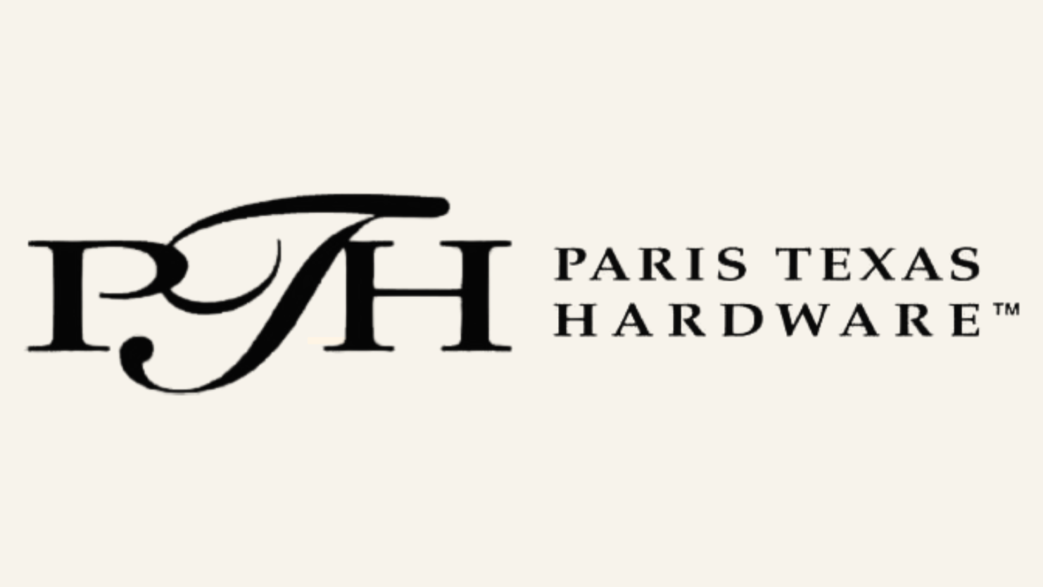 Logo of Paris Texas Hardware with stylized initials 'PTH' beside the full name.