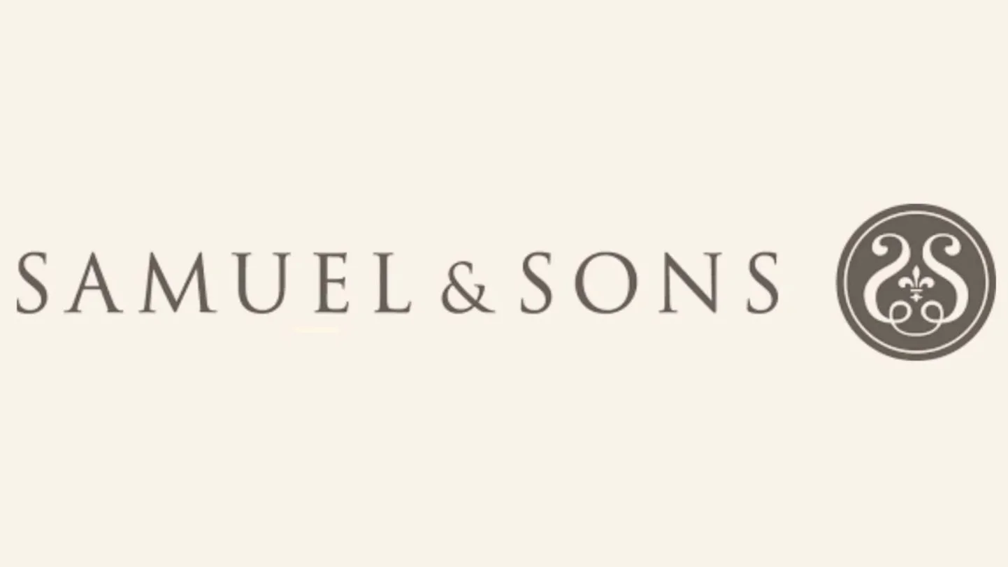 Logo of Samuel & Sons in elegant font with a decorative emblem on a light background.