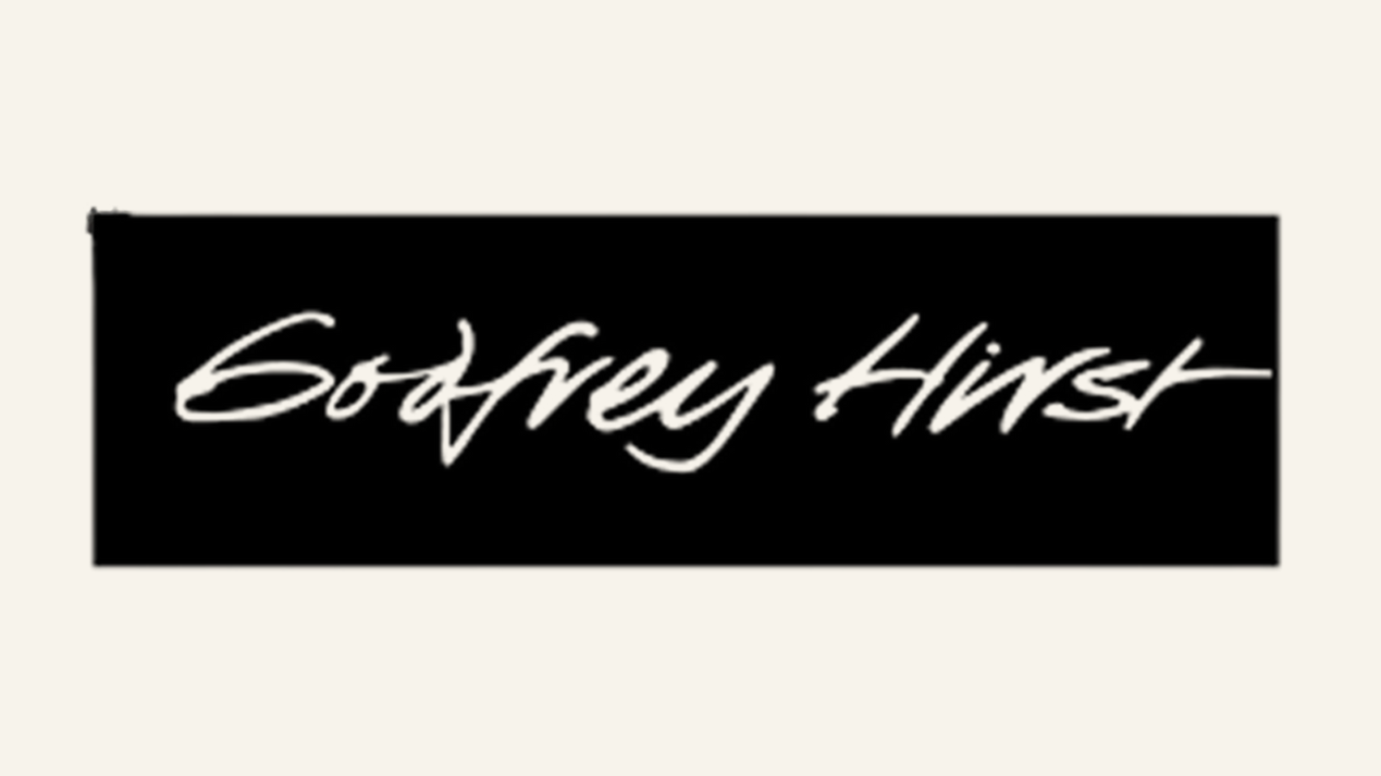 Stylish black and white graphic with the word 'Goldrey Hurst' written in cursive font.