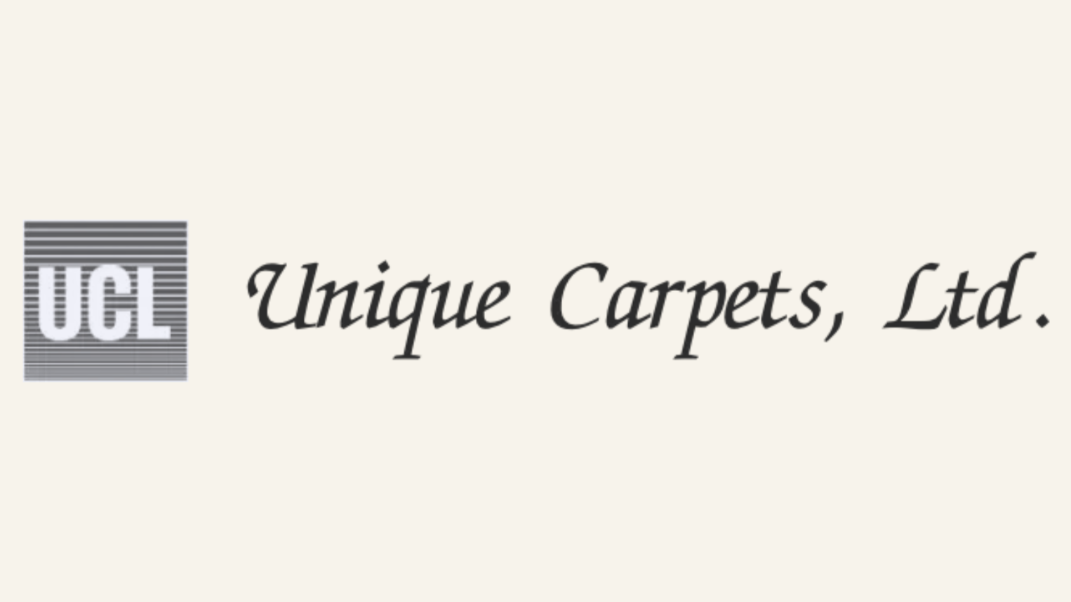 Logo of UCL with the text "Unique Carpets, Ltd." on a light background.